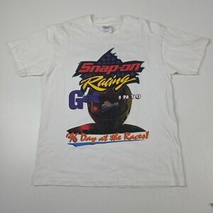 Vintage Snap-on Racing Shirt Mens Medium White 1996 I-70 Speedway Hanes Tee 90s